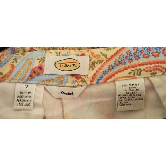 VTG Talbots Women’s Floral Paisley Cotton Blend Pants – Made in Hong Kong SZ 12 - Picture 4 of 6